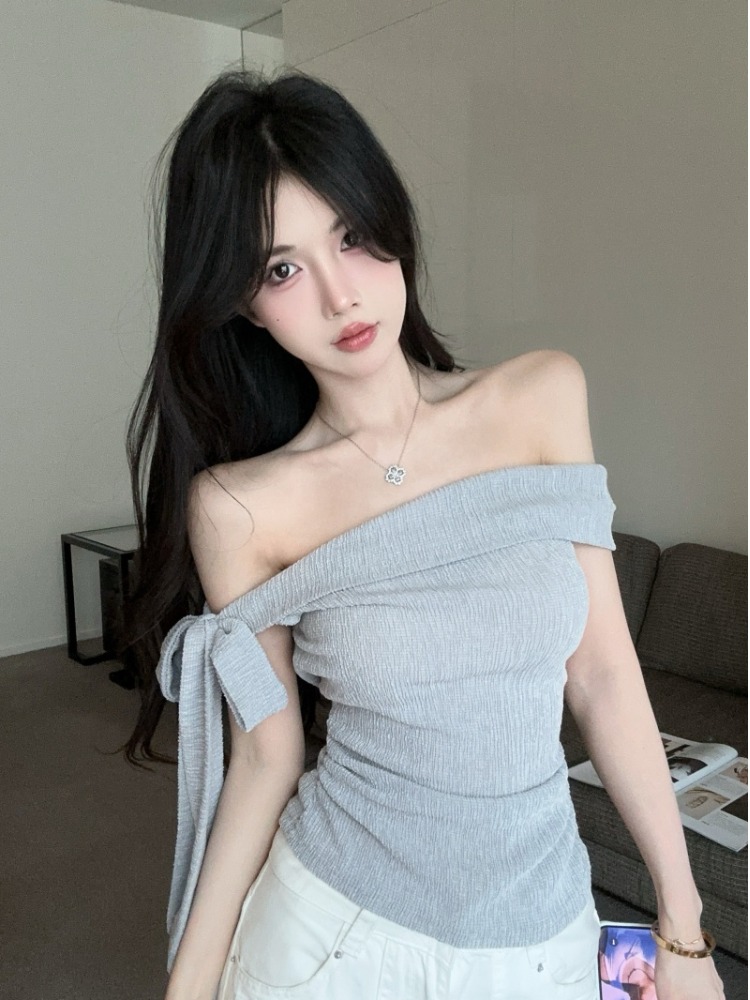 Spicy Girl One-Shoulder Tie Wa - đánh giá và giá T Shirt Tight Fit