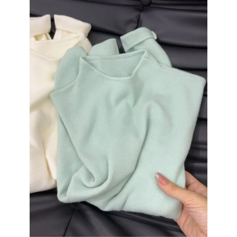 Women Swan Collar Knit Sweater - đánh giá và giá Thermal Long John